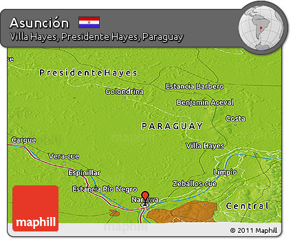 Physical Panoramic Map of Asunción