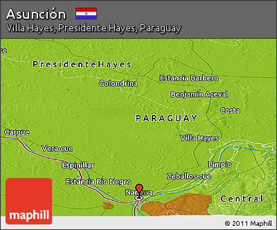 Physical Panoramic Map of Asunción