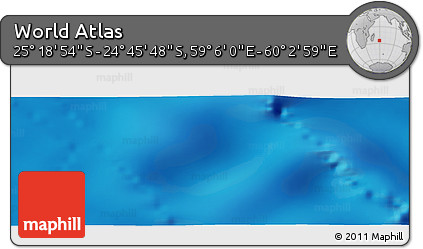 Physical Panoramic Map of the Area around 25° 2' 21" S, 59° 34' 30" E