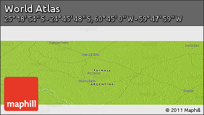 Physical Panoramic Map of the Area around 25° 2' 21" S, 60° 16' 29" W