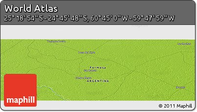 Physical Panoramic Map of the Area around 25° 2' 21" S, 60° 16' 29" W