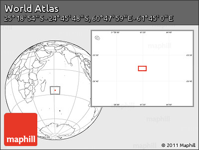 Blank Location Map of the Area around 25° 2' 21" S, 61° 16' 29" E