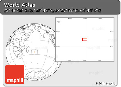 Blank Location Map of the Area around 25° 2' 21" S, 61° 16' 29" E