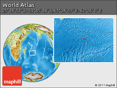 Physical Location Map of the Area around 25° 2' 21" S, 62° 7' 30" E