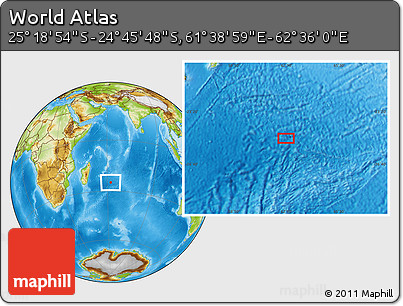 Physical Location Map of the Area around 25° 2' 21" S, 62° 7' 30" E