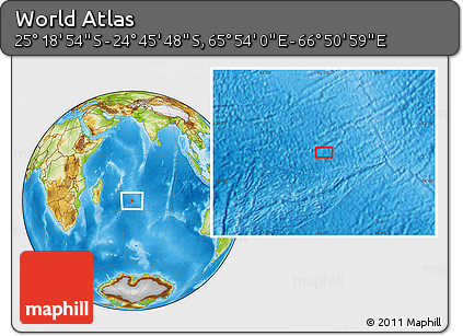 Physical Location Map of the Area around 25° 2' 21" S, 66° 22' 30" E