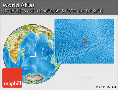 Physical Location Map of the Area around 25° 2' 21" S, 66° 22' 30" E