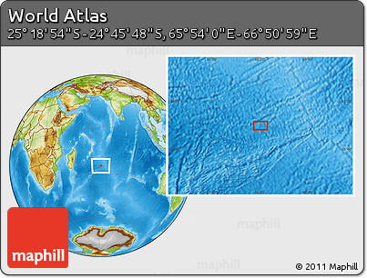 Physical Location Map of the Area around 25° 2' 21" S, 66° 22' 30" E