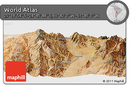 Satellite Panoramic Map of the Area around 25° 2' 21" S, 66° 13' 29" W