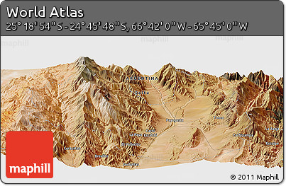 Satellite Panoramic Map of the Area around 25° 2' 21" S, 66° 13' 29" W