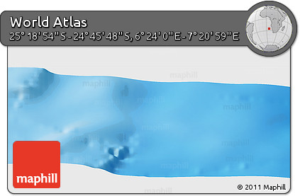 Physical Panoramic Map of the Area around 25° 2' 21" S, 6° 52' 30" E