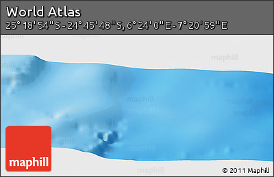 Physical Panoramic Map of the Area around 25° 2' 21" S, 6° 52' 30" E