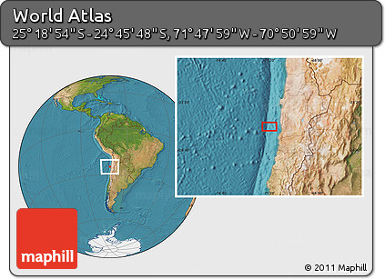 Satellite Location Map of the Area around 25° 2' 21" S, 71° 19' 29" W