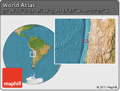 Satellite Location Map of the Area around 25° 2' 21" S, 71° 19' 29" W