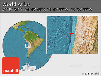 Satellite Location Map of the Area around 25° 2' 21" S, 71° 19' 29" W