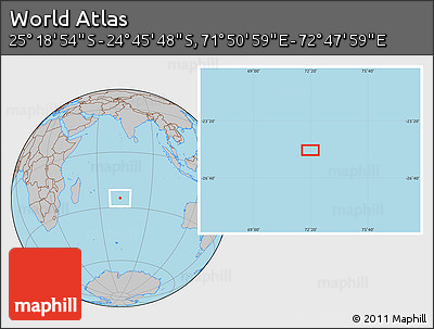 Gray Location Map of the Area around 25° 2' 21" S, 72° 19' 29" E
