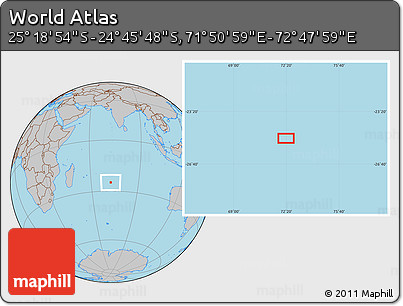 Gray Location Map of the Area around 25° 2' 21" S, 72° 19' 29" E