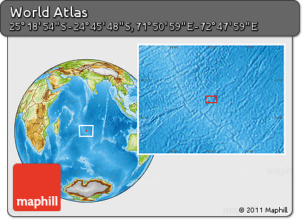 Physical Location Map of the Area around 25° 2' 21" S, 72° 19' 29" E
