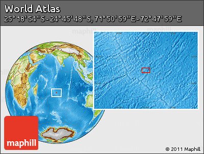 Physical Location Map of the Area around 25° 2' 21" S, 72° 19' 29" E
