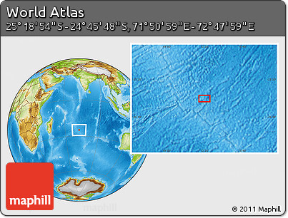 Physical Location Map of the Area around 25° 2' 21" S, 72° 19' 29" E