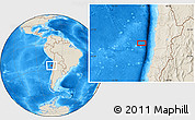 Shaded Relief Location Map of the area around 25° 2' 21" S, 72° 10' 30" W