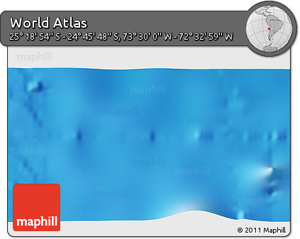 Physical 3D Map of the Area around 25° 2' 21" S, 73° 1' 30" W