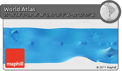 Shaded Relief Panoramic Map of the Area around 25° 2' 21" S, 73° 1' 30" W