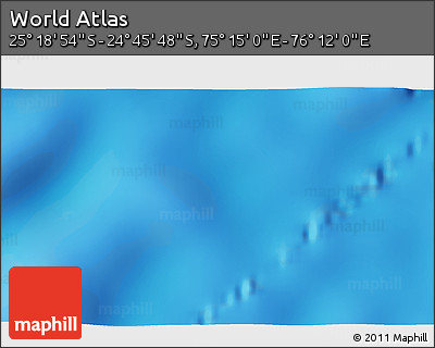Physical 3D Map of the Area around 25° 2' 21" S, 75° 43' 29" E