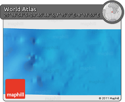 Physical 3D Map of the Area around 25° 2' 21" S, 7° 43' 29" E