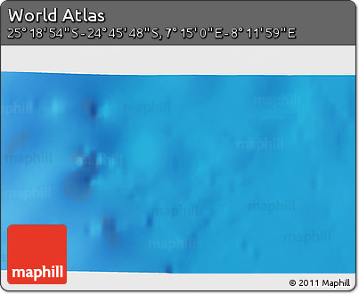 Physical 3D Map of the Area around 25° 2' 21" S, 7° 43' 29" E