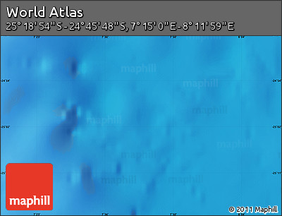 Physical Map of the Area around 25° 2' 21" S, 7° 43' 29" E