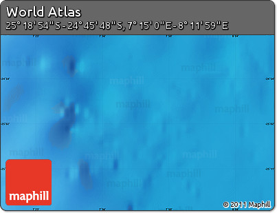 Physical Map of the Area around 25° 2' 21" S, 7° 43' 29" E