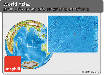 Physical Location Map of the Area around 25° 2' 21" S, 80° 49' 29" E
