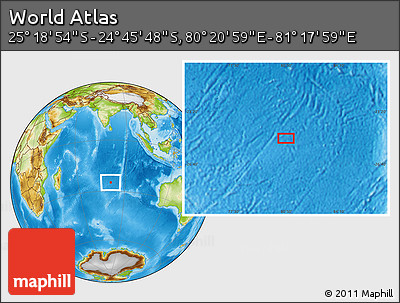 Physical Location Map of the Area around 25° 2' 21" S, 80° 49' 29" E