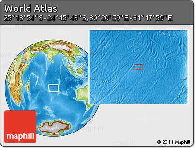 Physical Location Map of the Area around 25° 2' 21" S, 80° 49' 29" E
