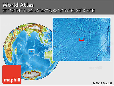 Physical Location Map of the Area around 25° 2' 21" S, 82° 31' 30" E