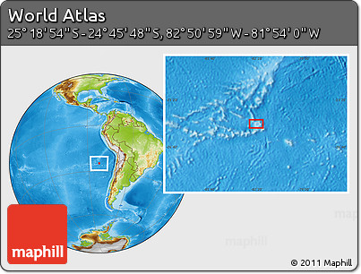 Physical Location Map of the Area around 25° 2' 21" S, 82° 22' 30" W