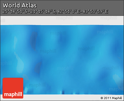 Physical 3D Map of the Area around 25° 2' 21" S, 83° 22' 30" E