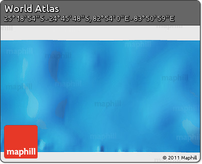 Shaded Relief 3D Map of the Area around 25° 2' 21" S, 83° 22' 30" E