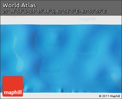Shaded Relief 3D Map of the Area around 25° 2' 21" S, 83° 22' 30" E