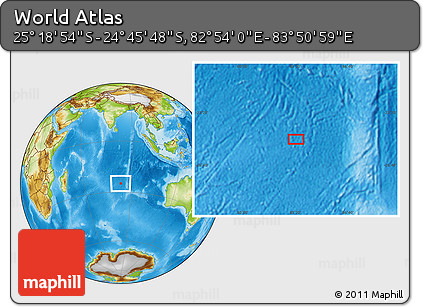 Physical Location Map of the Area around 25° 2' 21" S, 83° 22' 30" E