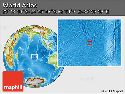 Physical Location Map of the Area around 25° 2' 21" S, 83° 22' 30" E