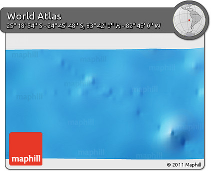 Physical 3D Map of the Area around 25° 2' 21" S, 83° 13' 29" W