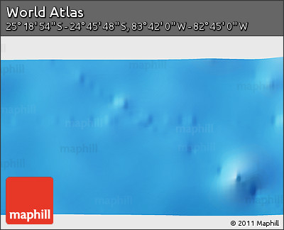 Physical 3D Map of the Area around 25° 2' 21" S, 83° 13' 29" W