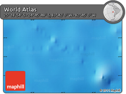 Physical Map of the Area around 25° 2' 21" S, 83° 13' 29" W