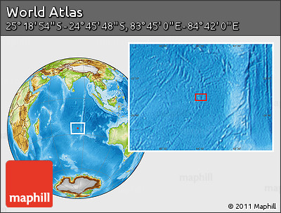 Physical Location Map of the Area around 25° 2' 21" S, 84° 13' 29" E