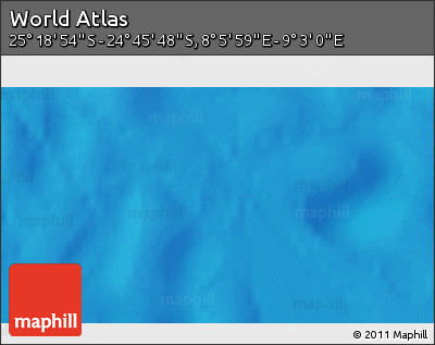 Shaded Relief 3D Map of the Area around 25° 2' 21" S, 8° 34' 29" E