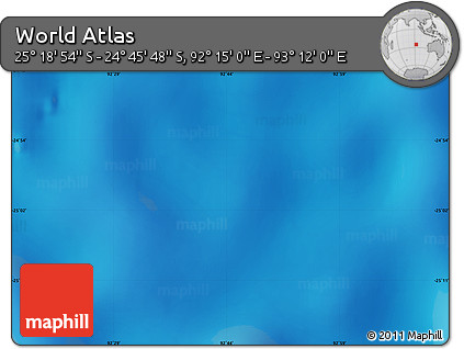 Physical Map of the Area around 25° 2' 21" S, 92° 43' 29" E