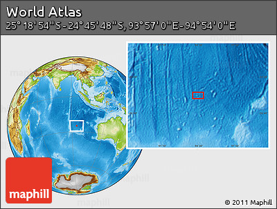 Physical Location Map of the Area around 25° 2' 21" S, 94° 25' 30" E
