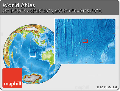Physical Location Map of the Area around 25° 2' 21" S, 94° 25' 30" E